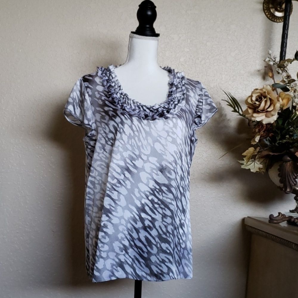 Anne Klein silver blouse, size L